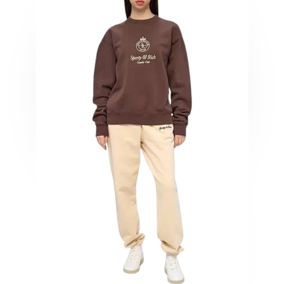 🆕 SPORTY & RICH | CROWN EMBROIDERED PULLOVER SWEATSHIRT | SIZE: SMALL - Picture 6 of 8